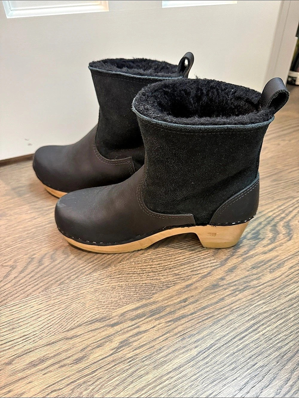 No. 6 Shearling and Leather Clog Boots